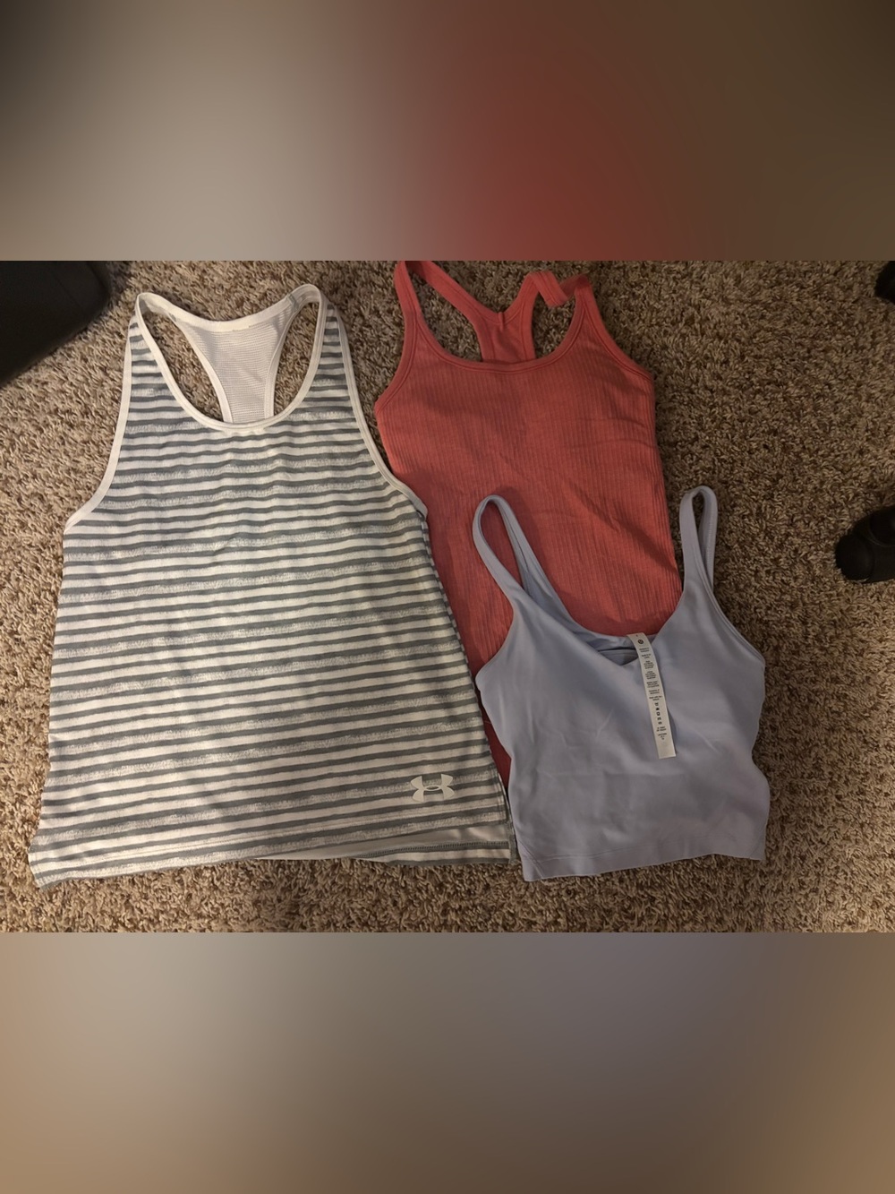 lululemon lined tanks small/size 2/
UA striped racerback tank
